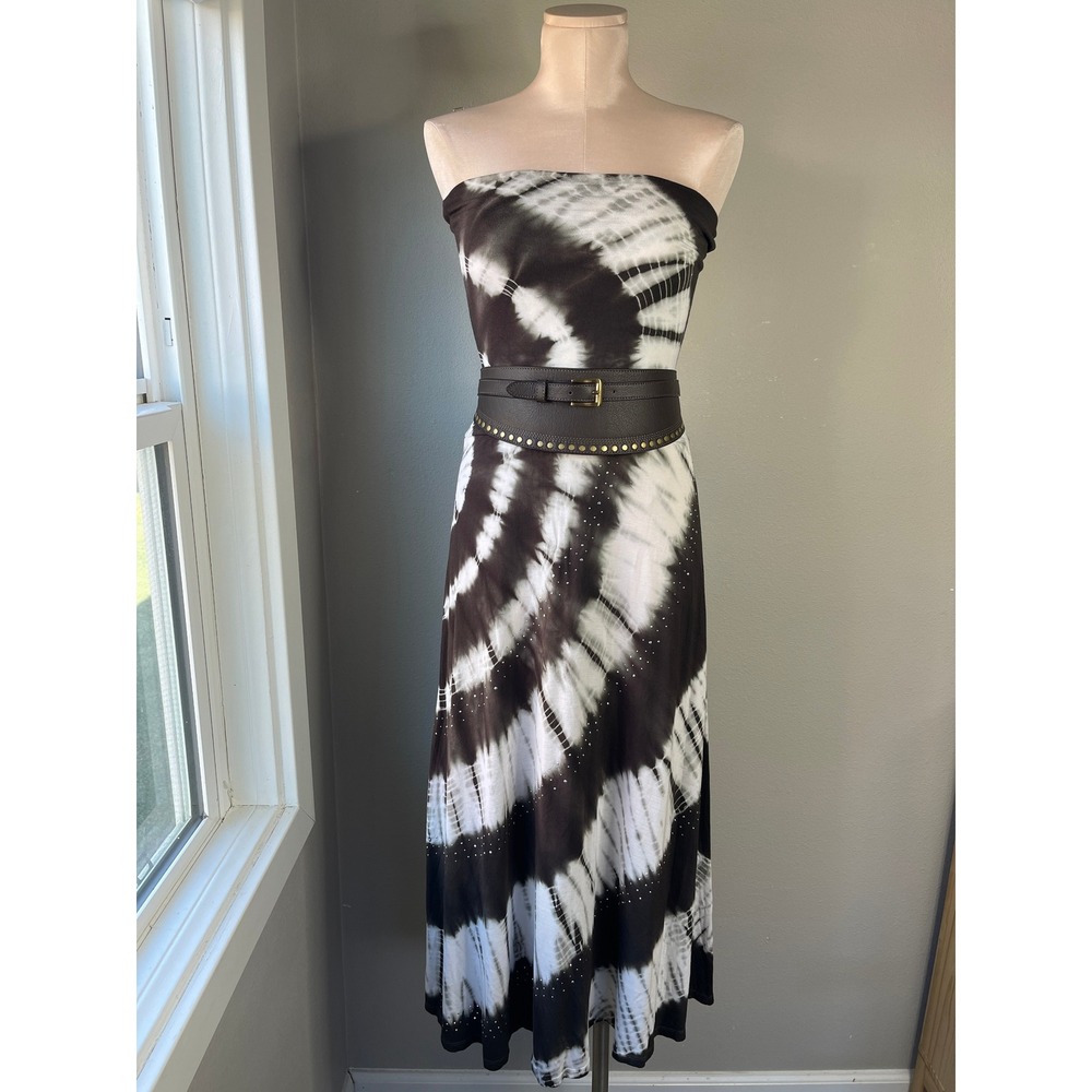 Vintage Y2K INC International Convertible Skirt Dress Brown White Tie Dye